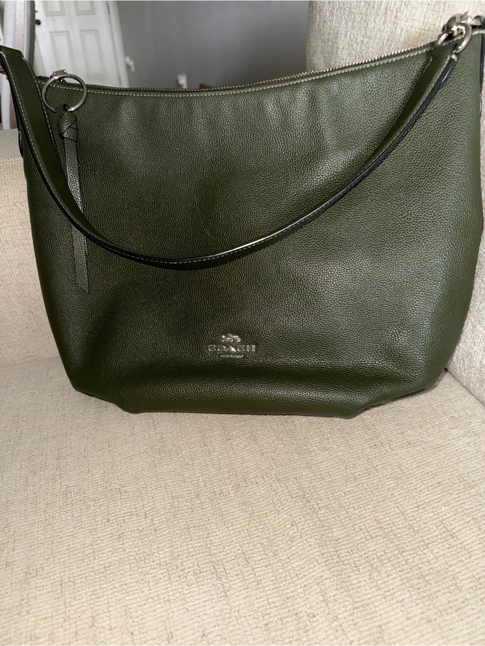 Coach Laurel Dark Olive Leather shoulder Bag with Silver Hardware - Picture 2 of 8